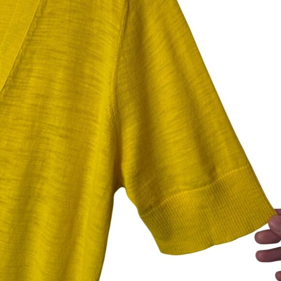 Banana Republic yellow knit short sleeve V neck button up cardigan size XL - Picture 5 of 8